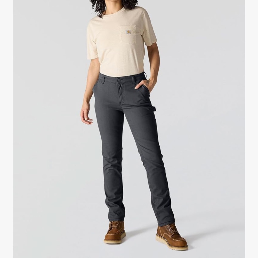 Carhartt Womens The Essential Canvas Pant Dark Gray - Picture 6 of 9